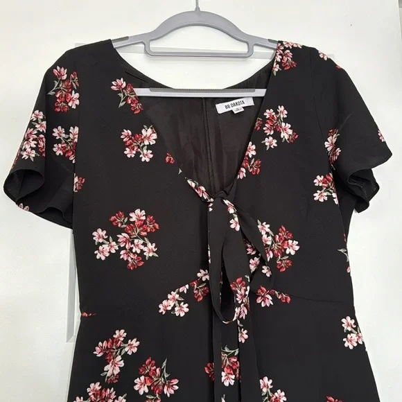 BB Dakota Floral V-Neck Ruffle Flare Swing Mini Dress Size 6 Women’s Fall Dress - Picture 6 of 16